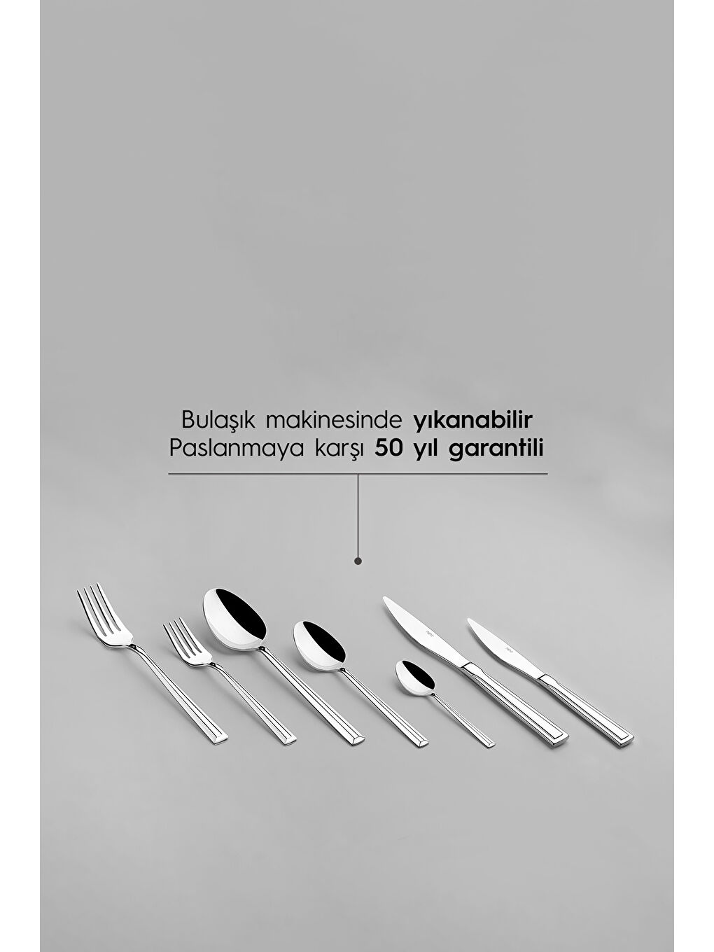 Gri Milano Sade 12 Kişilik 84 Parça Kutulu Çatal Kaşık Bıçak Takımı-2