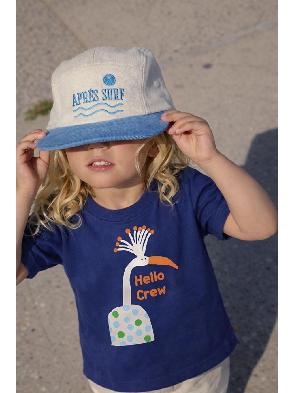 Lacivert Kız Çocuk Pamuklu Bisiklet Yaka Baskılı T-Shirt-1