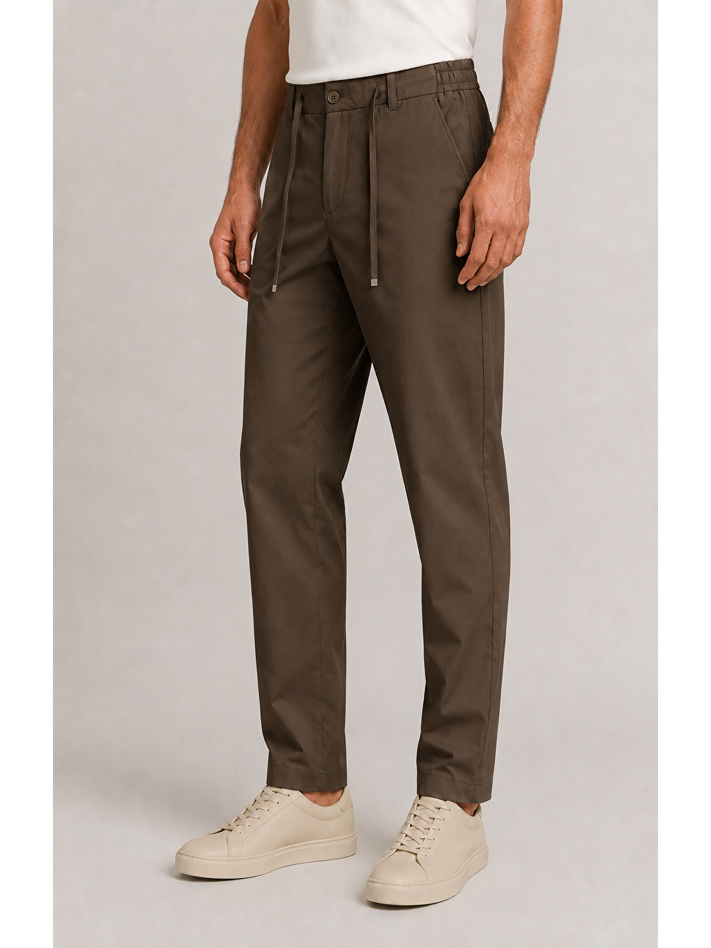 Erkek Beli Lastikli Comfort Fit Pantolon Haki 0170ddngr-1
