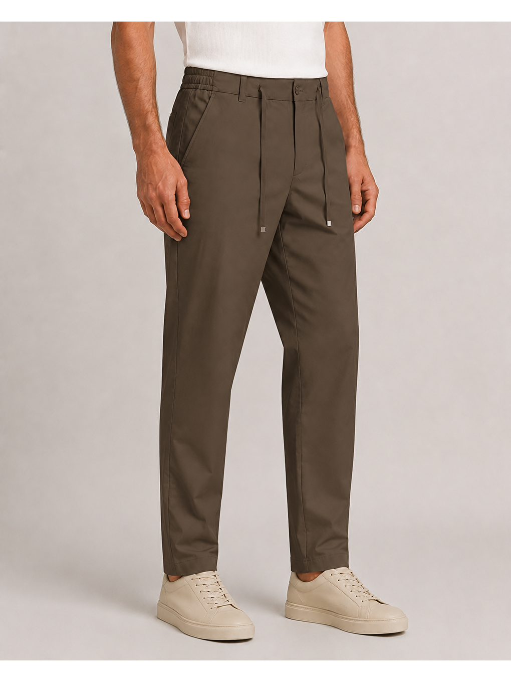 Erkek Beli Lastikli Comfort Fit Pantolon Haki 0170ddngr-2