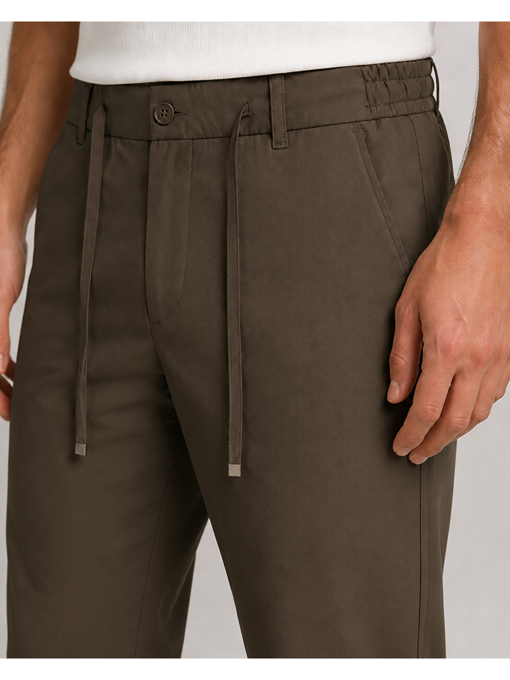 Erkek Beli Lastikli Comfort Fit Pantolon Haki 0170ddngr-4
