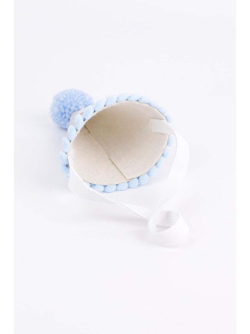 Mavi 4 Yaş Ponponlu Huni Doğum Günü Tacı-1