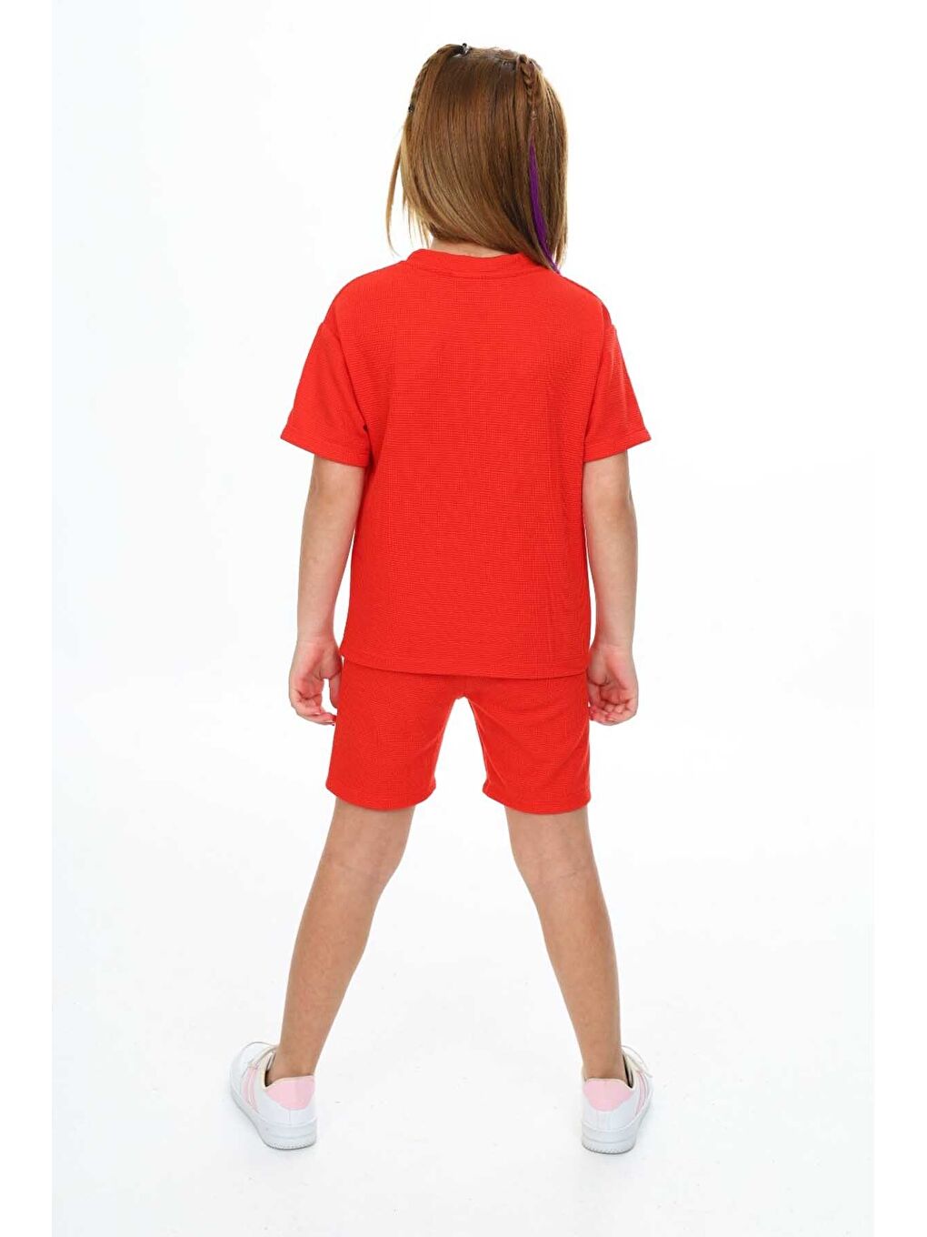 Turuncu Bisiklet Yaka Şortlu Kız Çocuk Şortlu Takım-3
