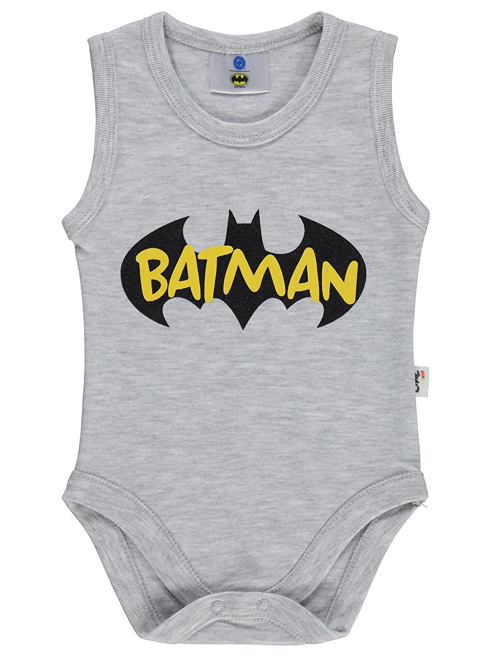 Baby Batman Baskılı 3-18 Ay Çıtçıtlı Badi - Gri