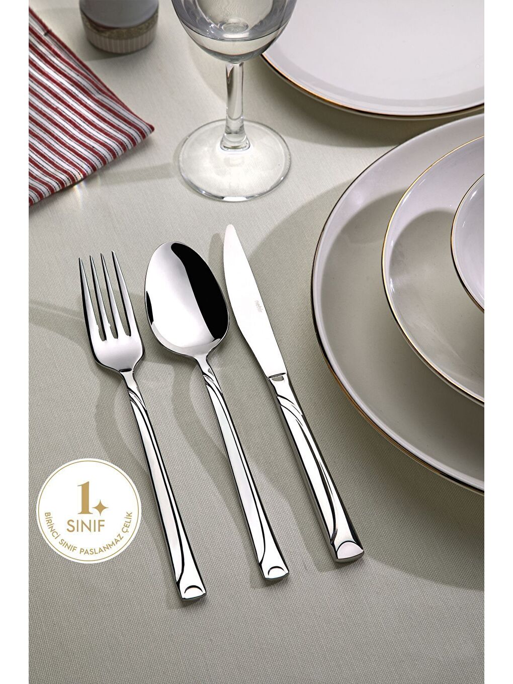 Gri Fiesta Sade 12 Kişilik 84 Parça Deri Kutulu Çatal Kaşık Bıçak Takımı-3