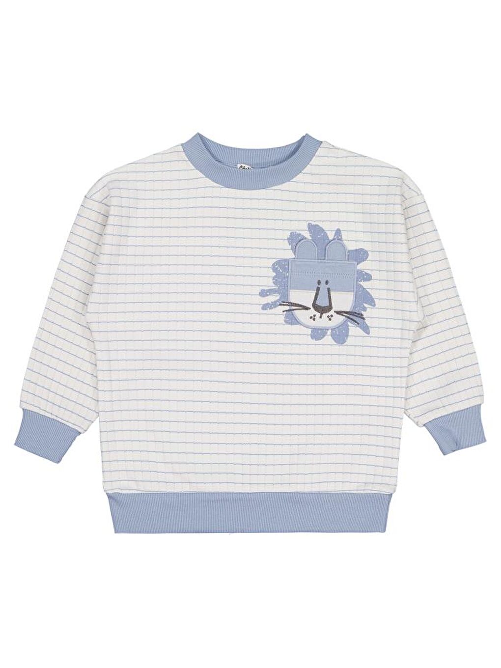 Boys Aslan Nakışlı 2-5 Yaş Sweatshirt - Mavi 3-4 Yaş