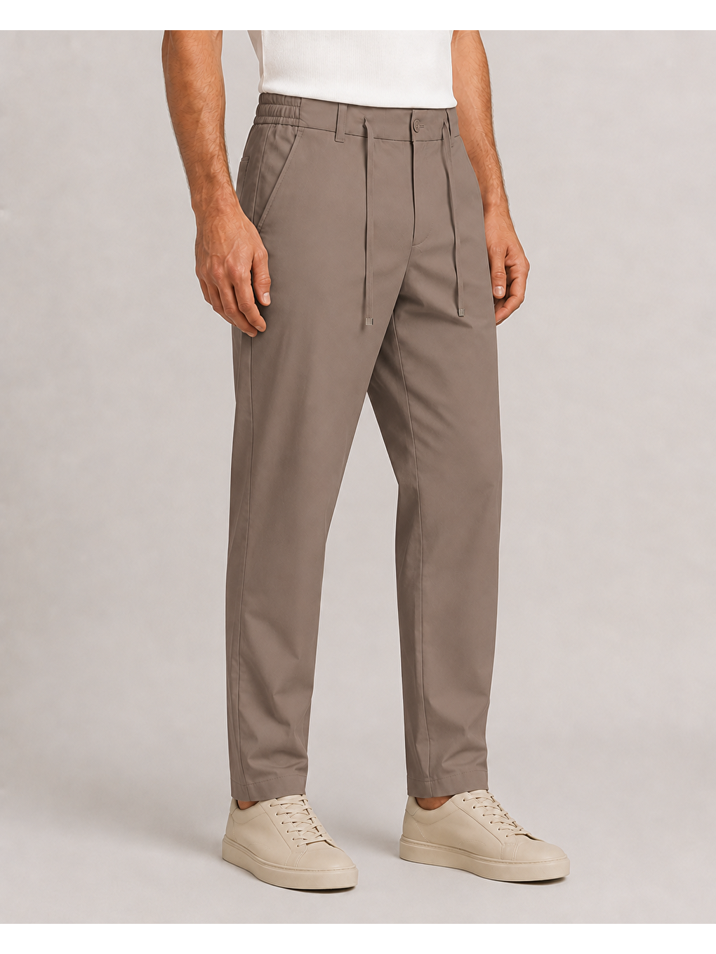 Bej Erkek Beli Lastikli Comfort Fit Pantolon Vizon 0170ddngr-1