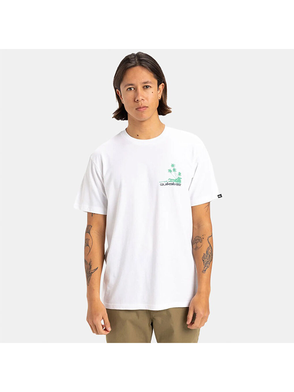 Palm Lines Erkek Beyaz Yuvarlak Yaka Tişört