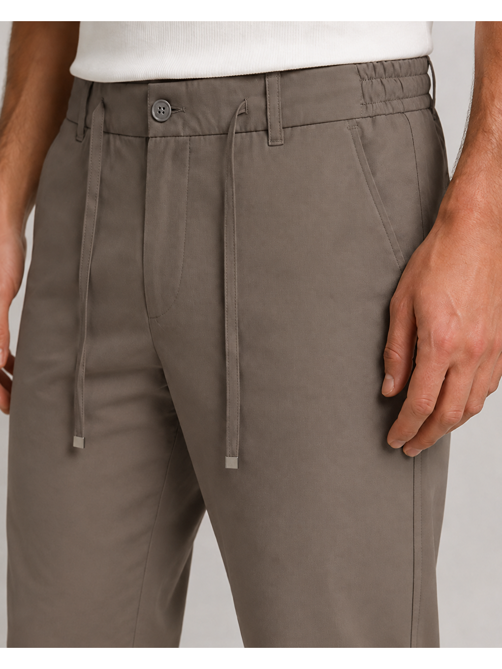 Bej Erkek Beli Lastikli Comfort Fit Pantolon Vizon 0170ddngr-4