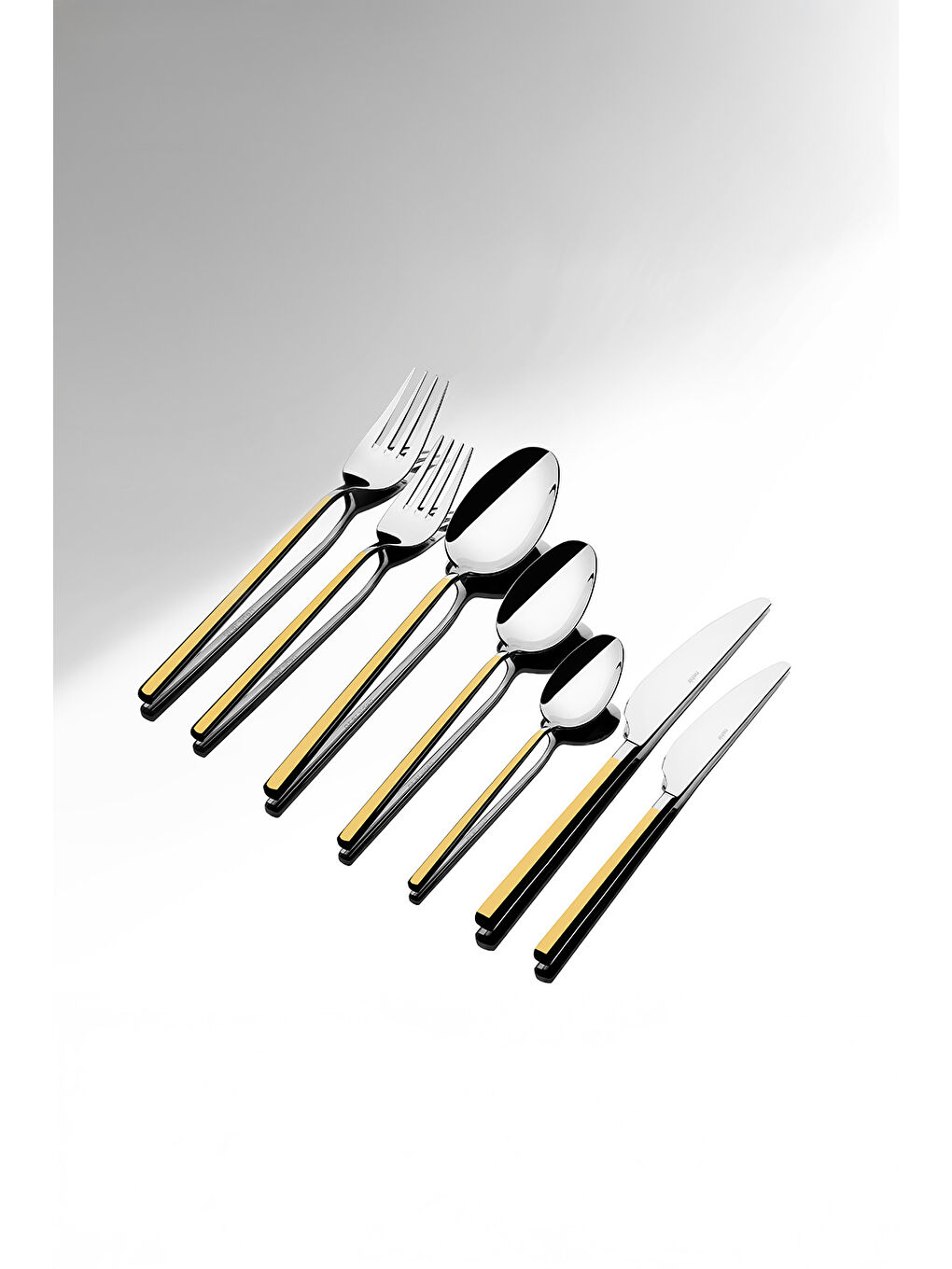 Sarı Gloria Altın Sade 12 Kişilik 84 Parça Deri Kutulu Çatal Kaşık Bıçak Takımı-2