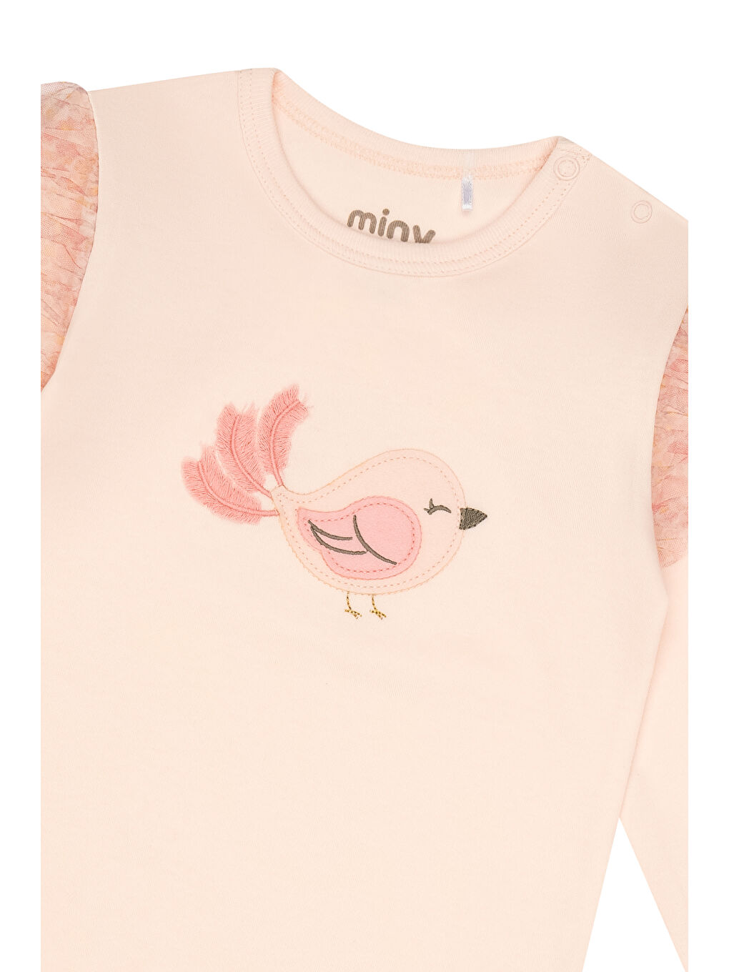 Pembe Çiçek Baskılı Tütü Etekli Kız Bebek Takım-3