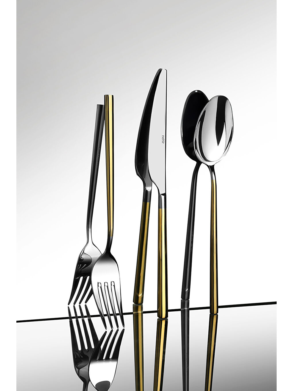 Sarı Gloria Altın Sade 12 Kişilik 84 Parça Deri Kutulu Çatal Kaşık Bıçak Takımı-4