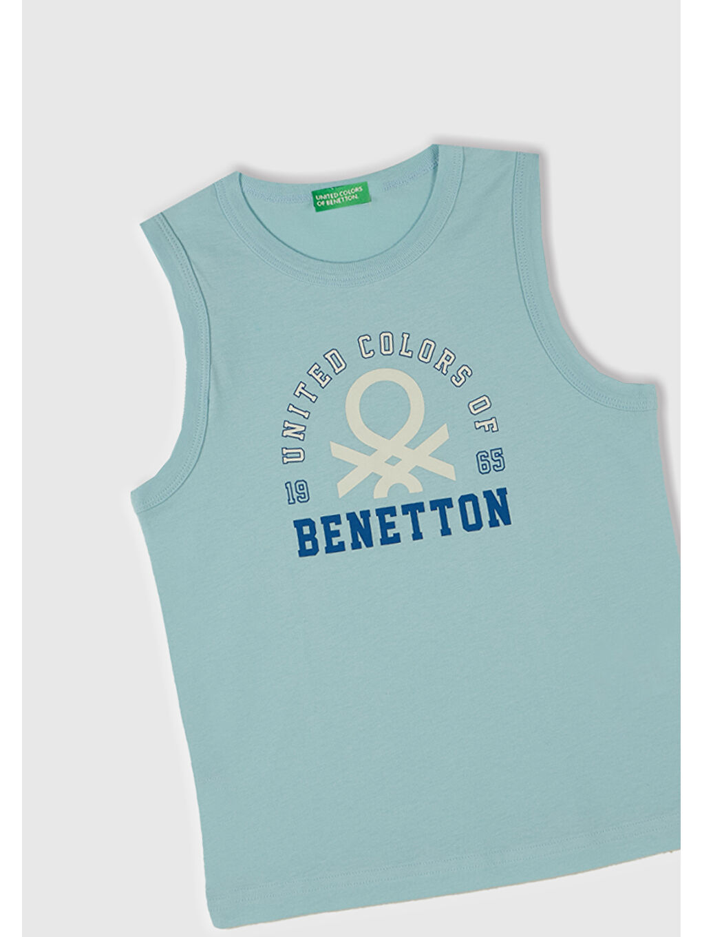 Erkek Çocuk Turkuaz Benetton Logo Baskılı Atlet-1