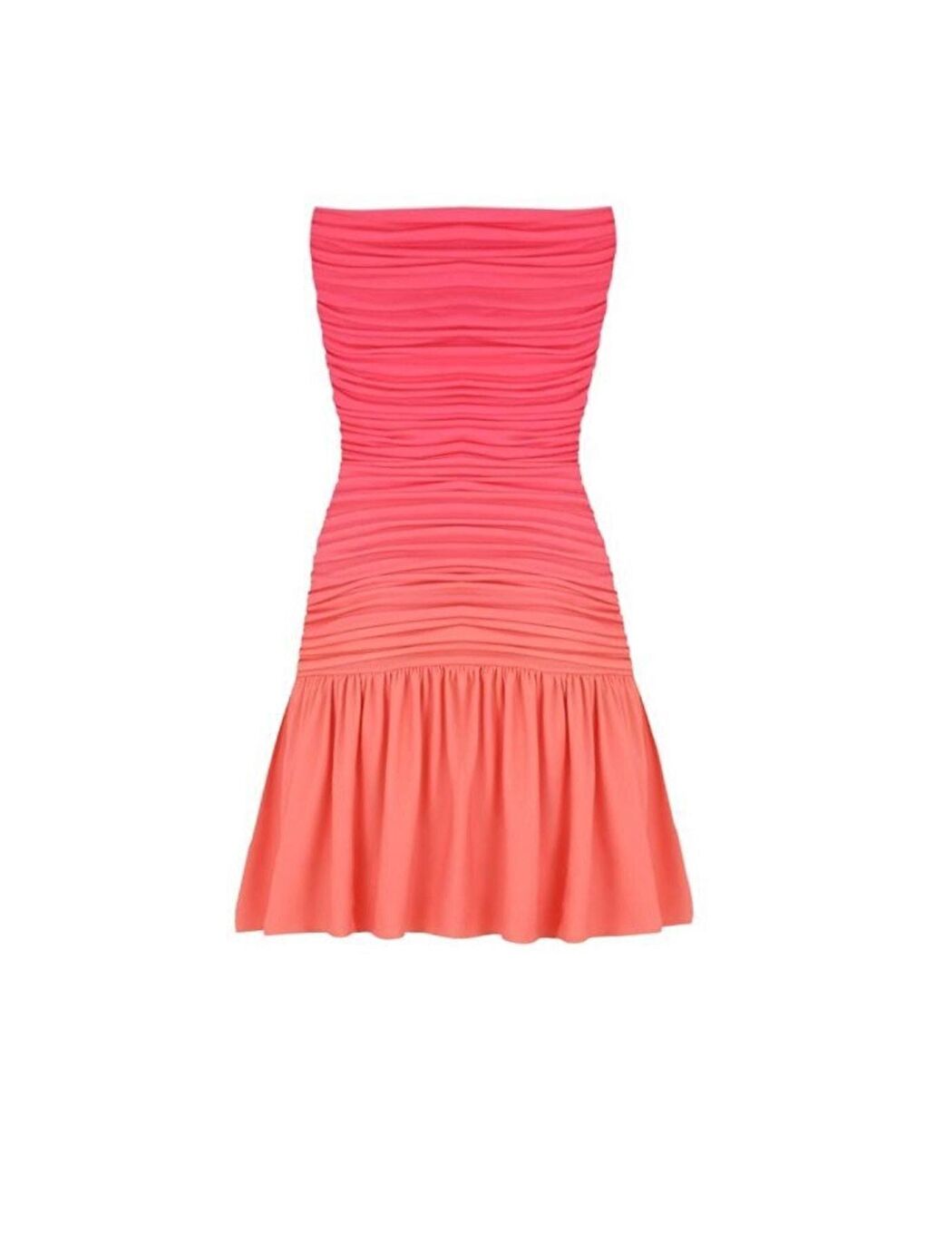 Turuncu Pembe Yavruağzı Straplez Degrade Mini Elbise-1