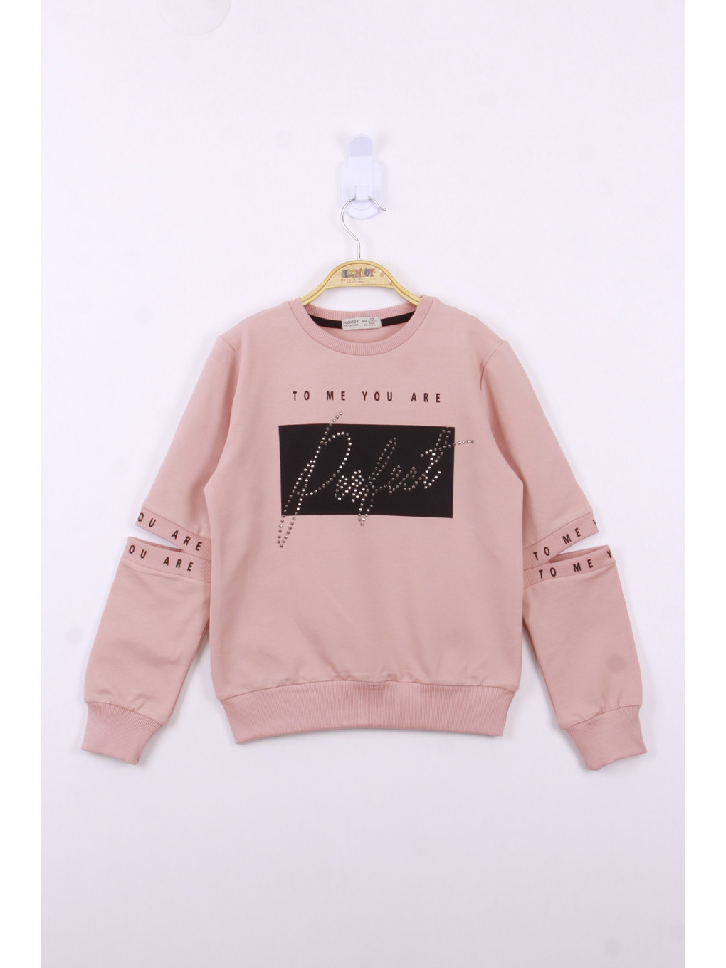 Pembe Kız Çocuk Perfect Taş İşlemeli Sweatshirt