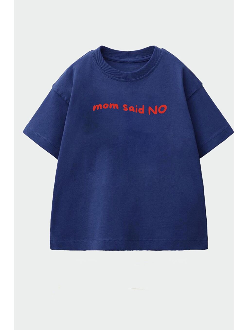 Lacivert Unisex Çocuk Pamuklu Bisiklet Yaka Baskılı T-Shirt