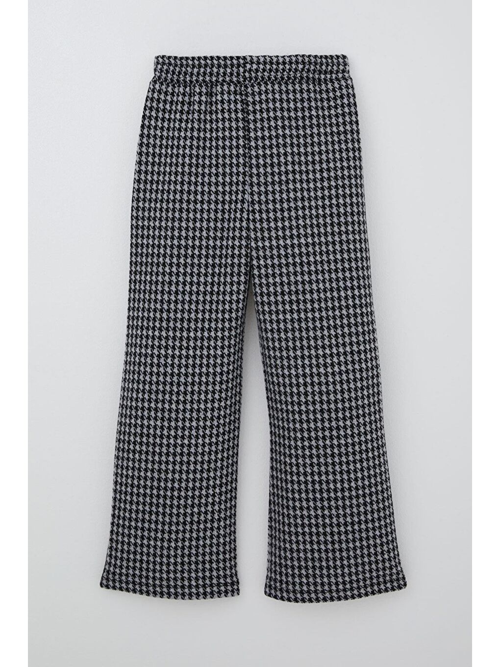 Kız Çocuk Pantolon Kazayağı Desenli Beli Lastikli Siyah (9-14 Yaş)-1