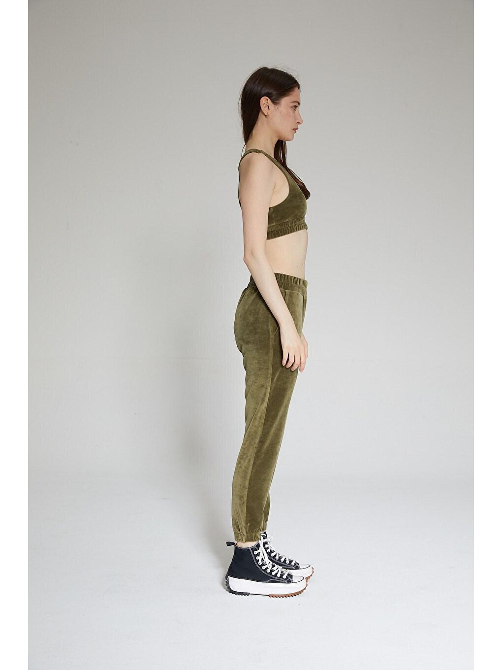 Chandraswear Haki Kadın Kadife Jogger Pantolon - Vale - 3