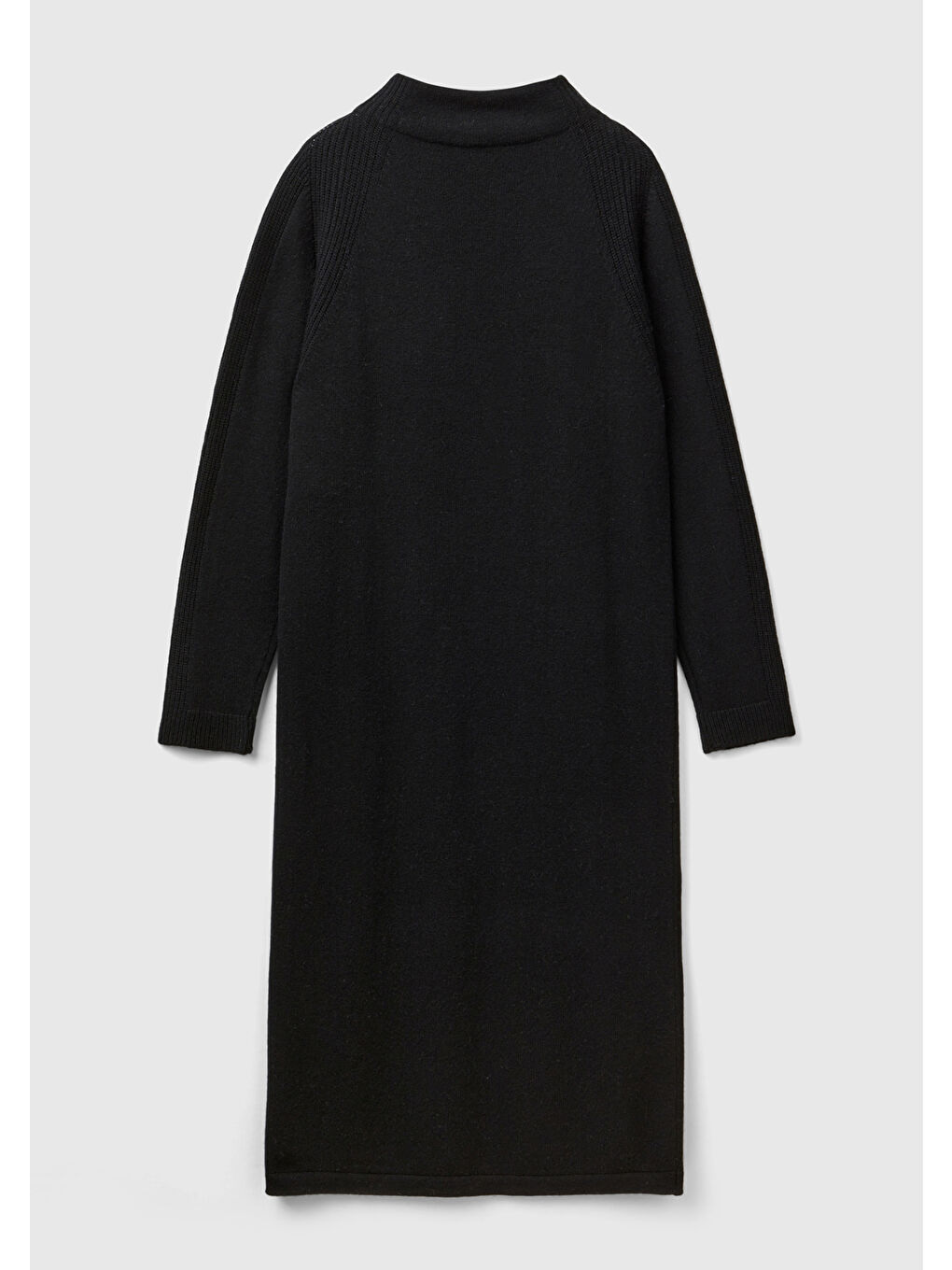 Kadın Siyah Yün ve Kaşmir Karışımlı Uzun Dik Yaka Elbise-3