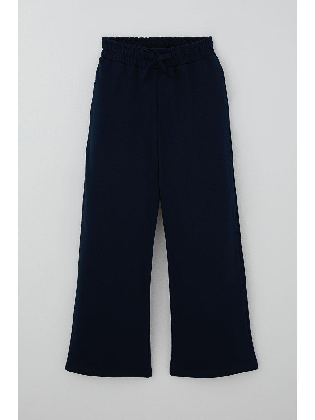 Kız Çocuk Eşofman Altı Fiyonk Aksesuarlı Beli Lastikli Geniş Paça Lacivert (4-8 Yaş)