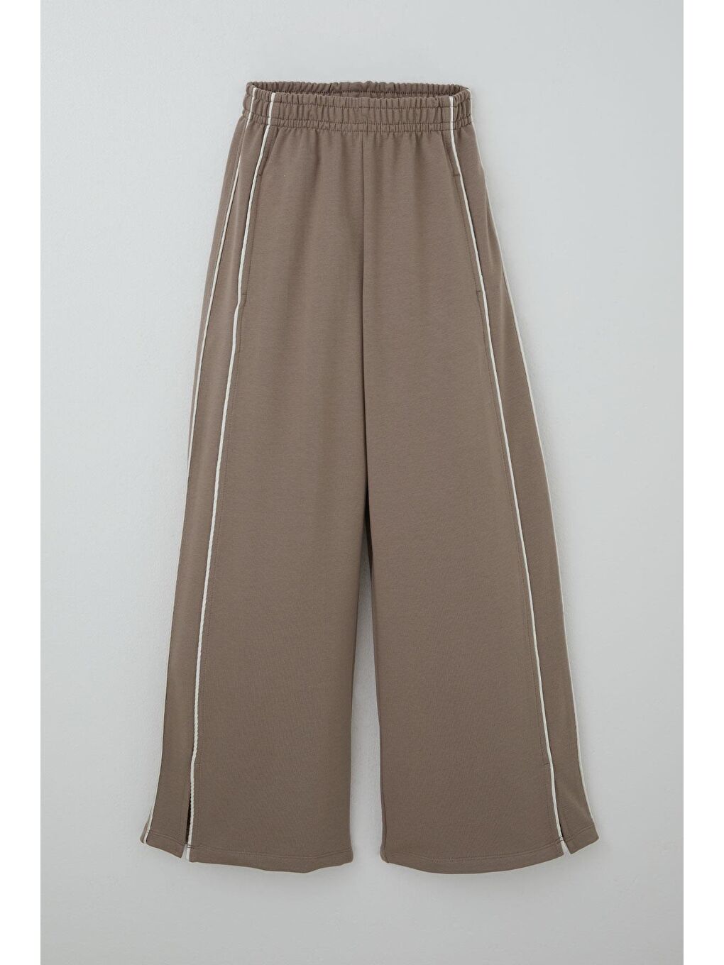 Bej Kız Çocuk Eşofman Altı Yanları Çift Biyeli Cepli Paçası Yırtmaçlı Vizon (9-14 Yaş)