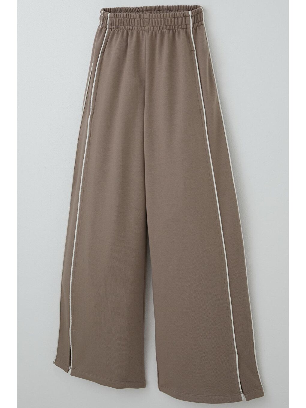 Bej Kız Çocuk Eşofman Altı Yanları Çift Biyeli Cepli Paçası Yırtmaçlı Vizon (9-14 Yaş)-2