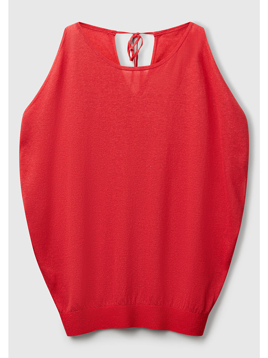 Kadın Mercan Keten Karışımlı Omzu Açık Triko Kazak-1