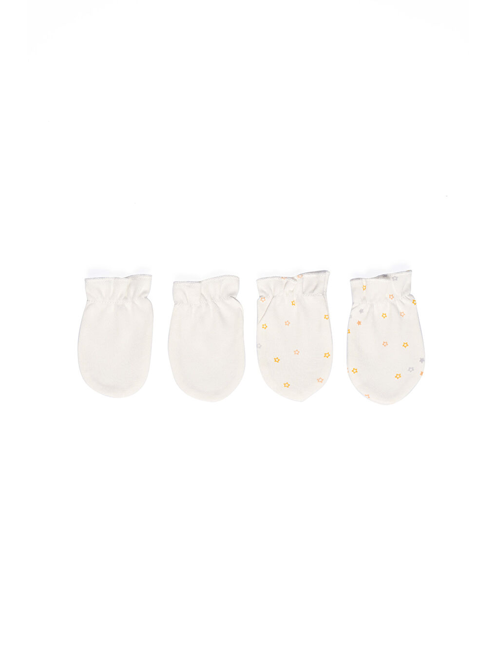 Minycenter Beyaz Unisex Bebek 2'li Eldiven Set - 2