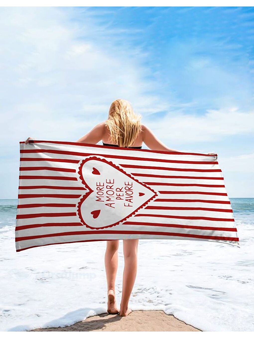 Karışık Kalp Desenli Modern Tasarımlı Baskılı  Plaj Havlusu   Yumuşak  Emici ve Dayanıklı   75x150 cm