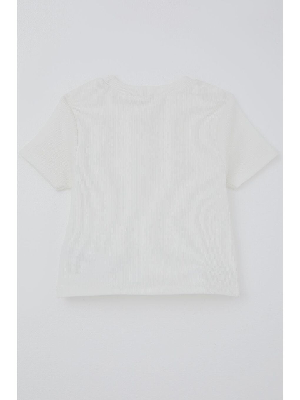 Kız Çocuk Crop Tişört Fiyonk Arma Detaylı Ekru (7-12 Yaş)-1