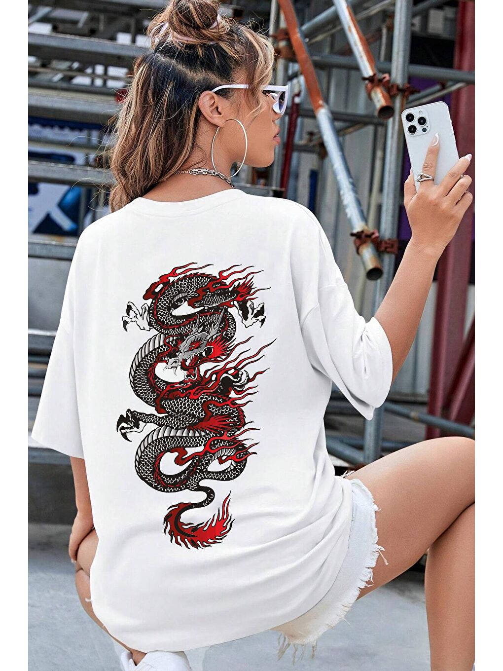 uyguntarz Beyaz Unisex Chinesebox Baskılı T-shirt