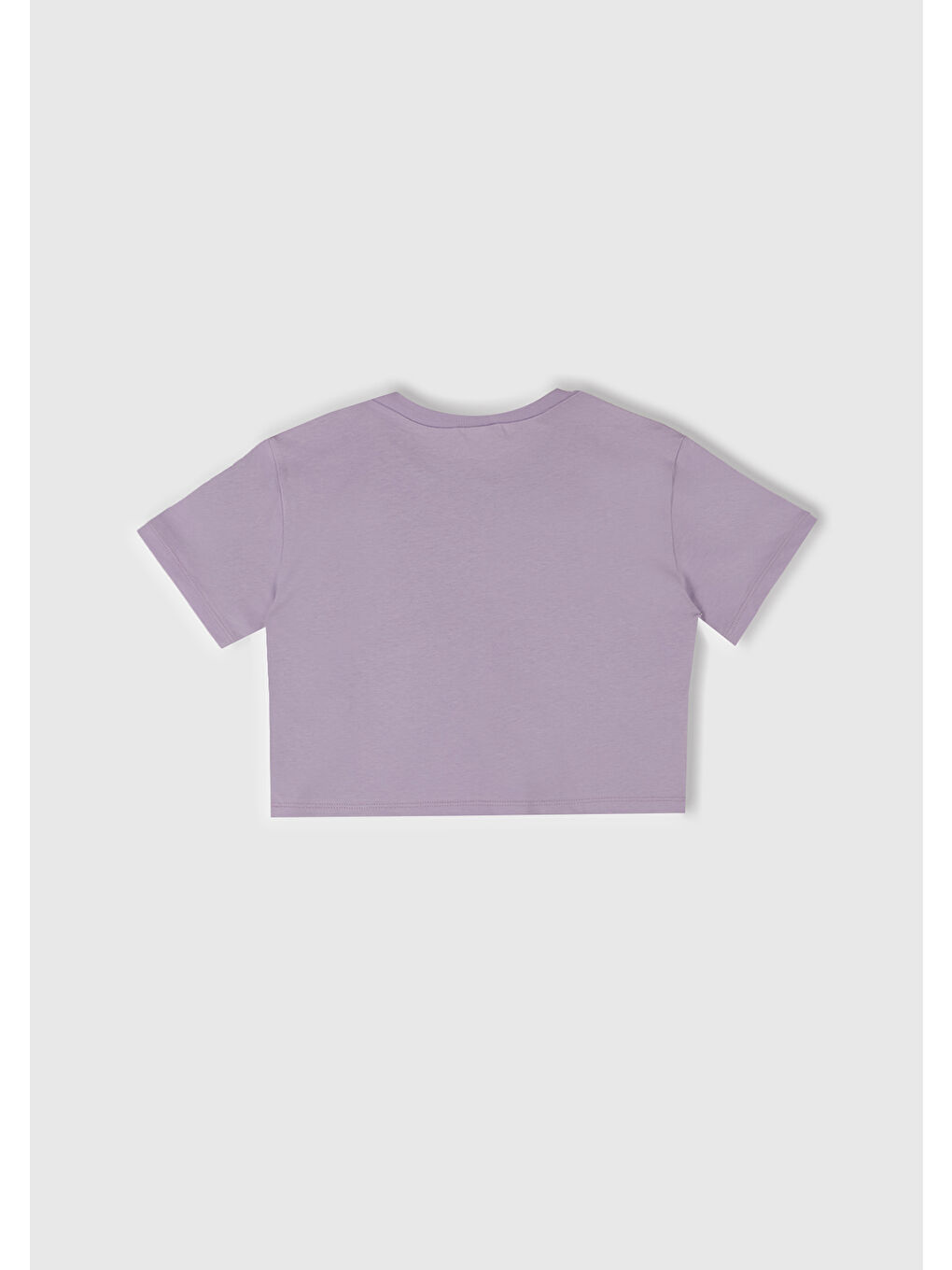 Kız Çocuk Lila Parlak Baskılı Bisiklet Yaka T-Shirt-2