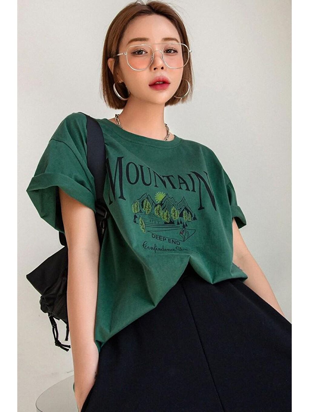 uyguntarz Yeşil Unisex Montain Baskılı T-shirt - 2