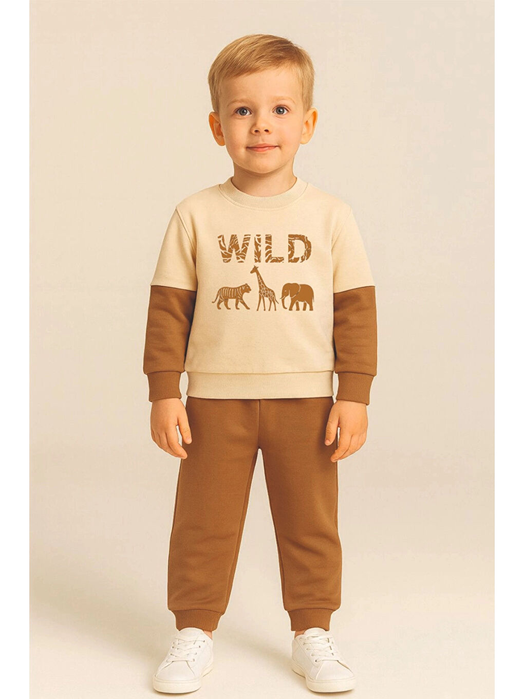 Kahverengi Wild Baskılı Parçalı Erkek Bebek Takım 20104