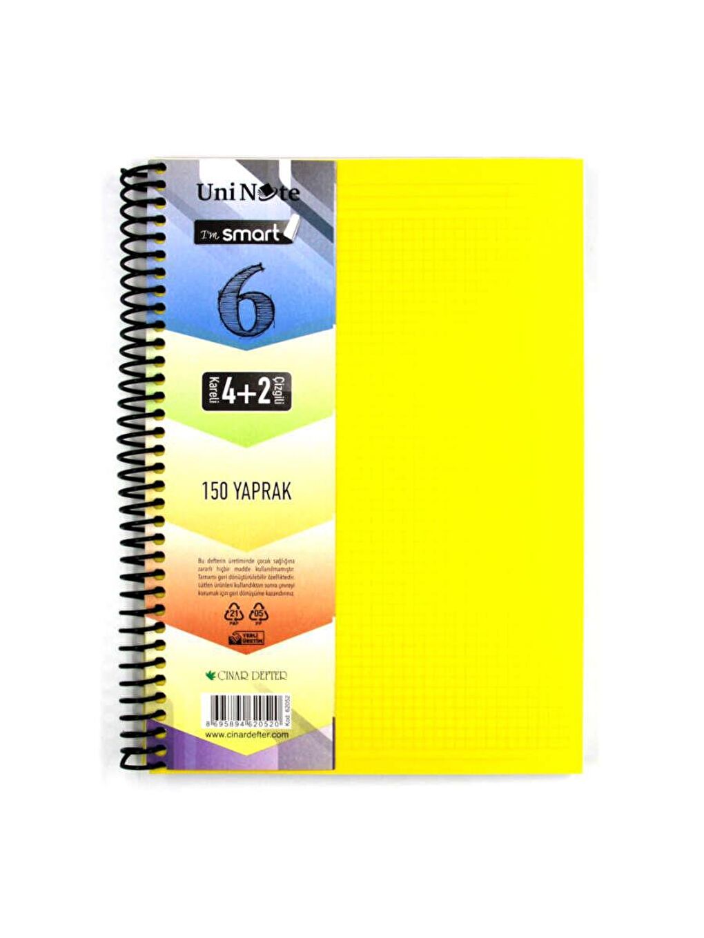 Im Smart A4 4+2 150 Yaprak Plastik Kapak Spiralli Ayraçlı Defter 62052