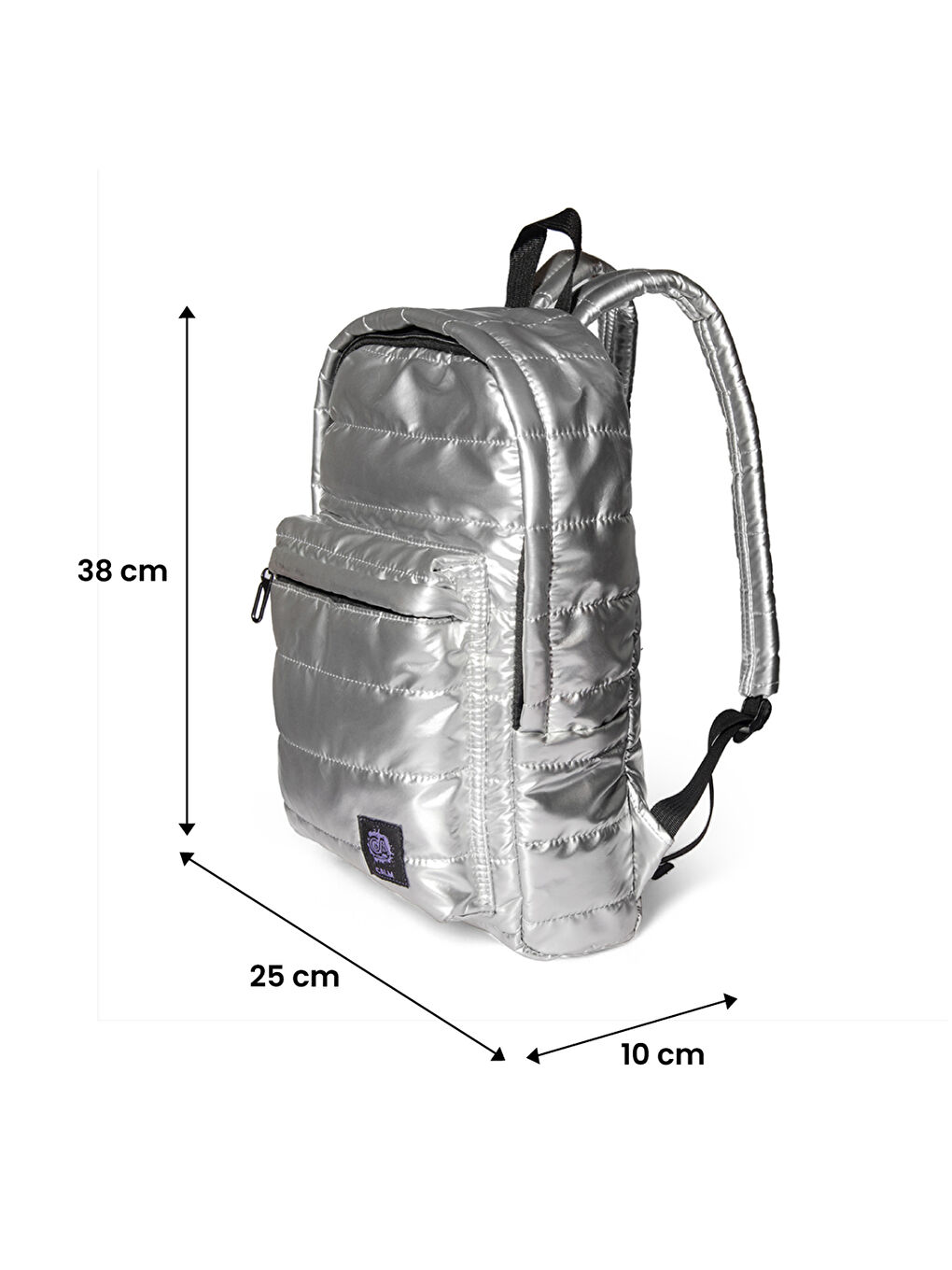Moods Up Calm Kapitone Su Geçirmez Kumaşlı Okul ve Laptop Sırt Çantası Gümüş Renk-3
