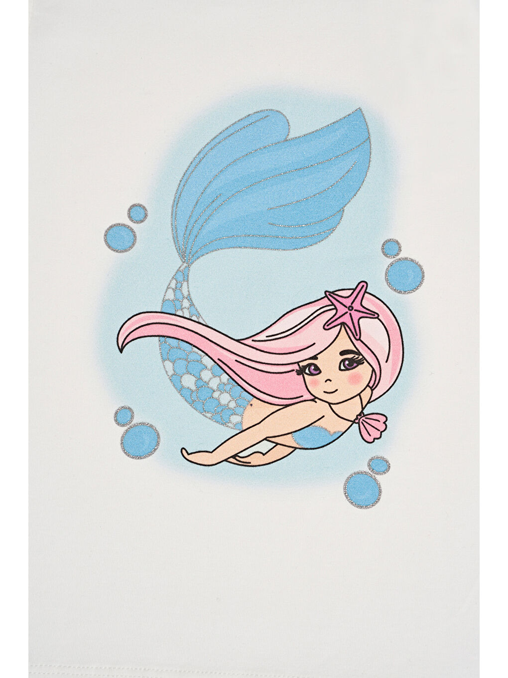 Beyaz Kız Çocuk Fırfır Kollu Baskılı Tshırt-4