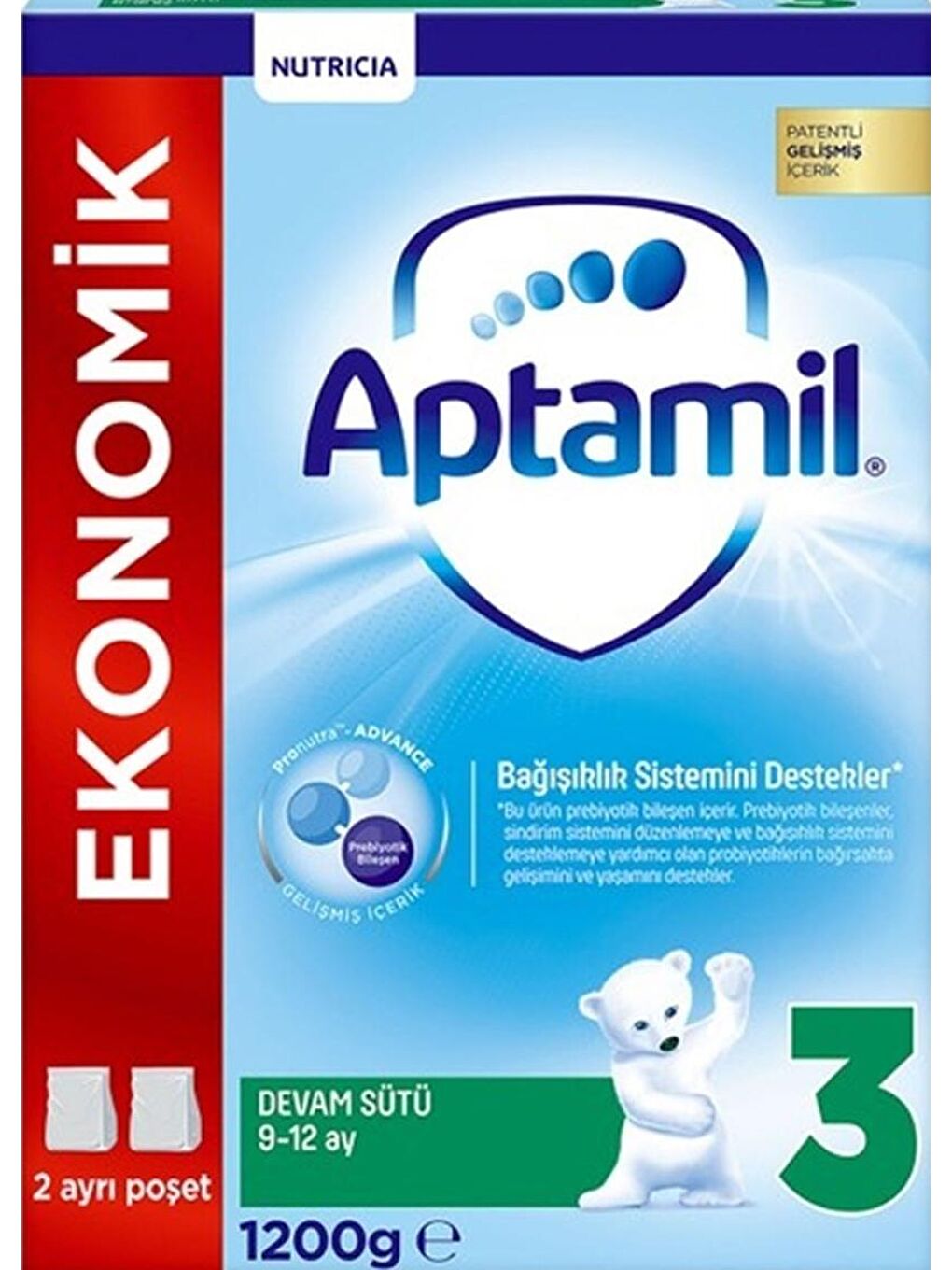 Aptamil Renksiz 3 Devam Sütü 1200 g 9-12 Ay