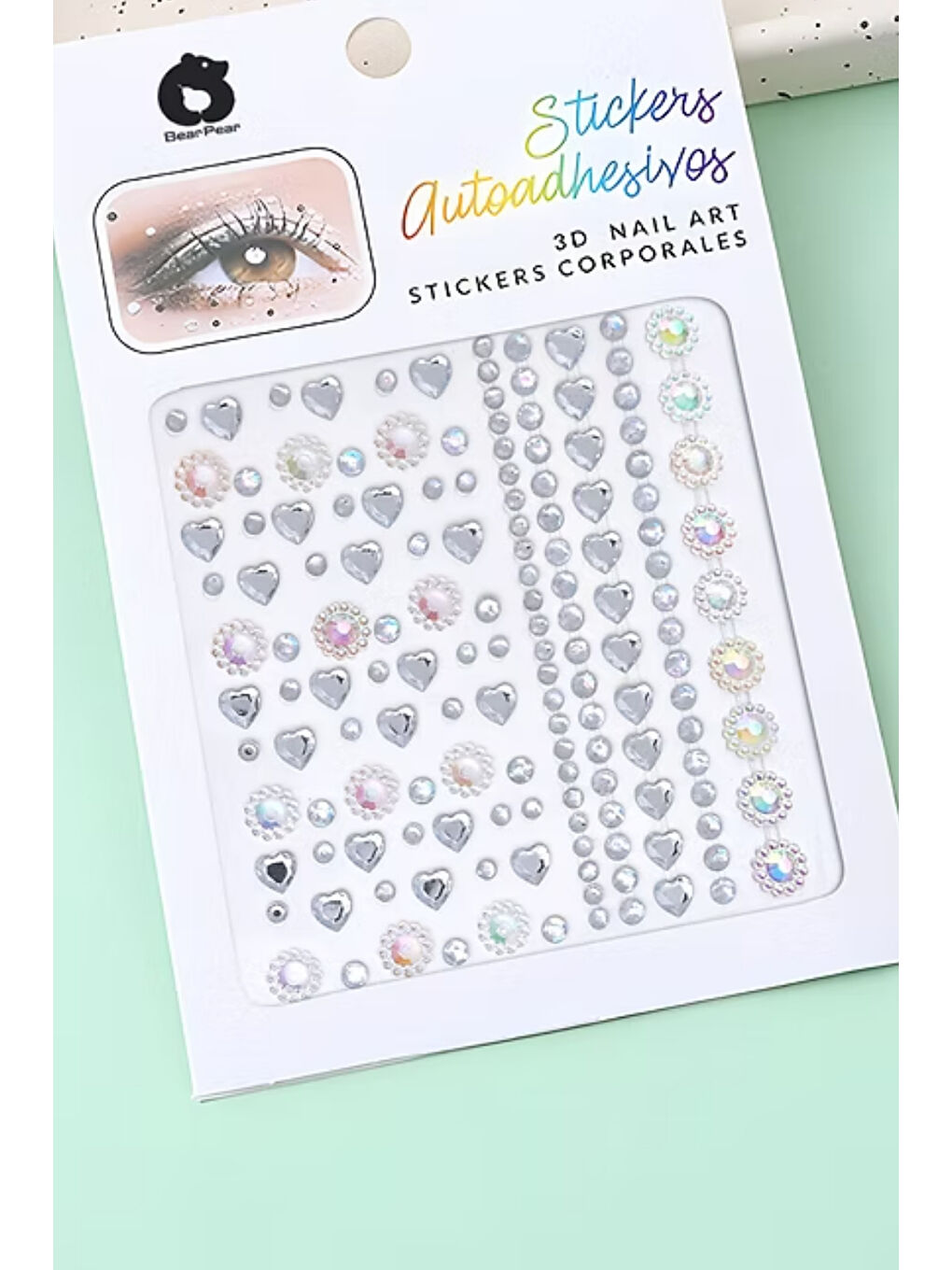 Gri Gümüş  Yuvarlak ve Kalp Model Kız Çocuk Yüz ve Tırnak Sticker