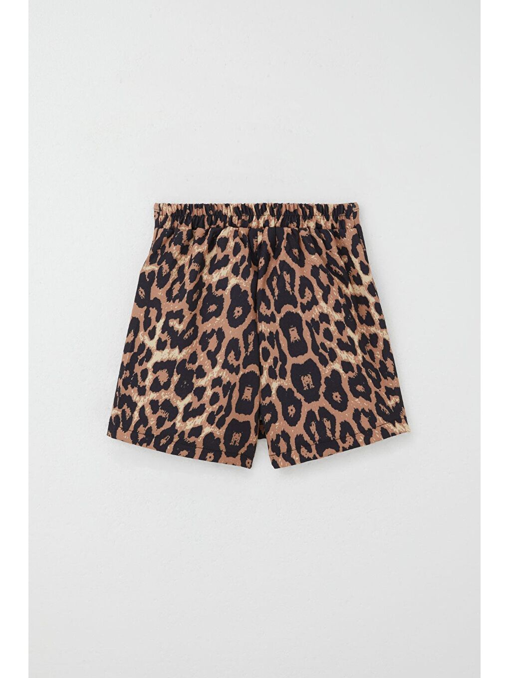 Kız Çocuk Şort Etek Leopar Desenli Düğme Aksesuarlı Kahverengi (10 Yaş)-1