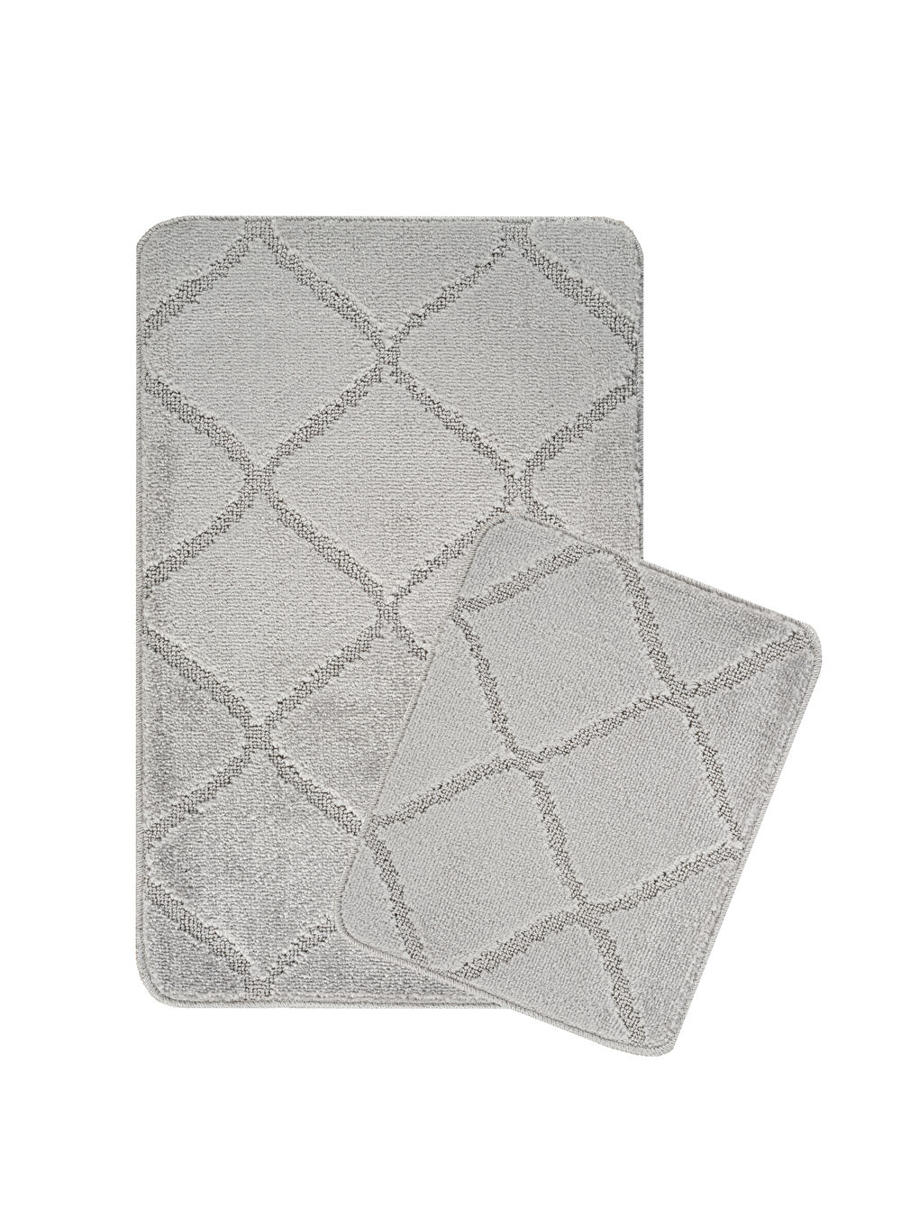 Doğal Kaymaz Taban Banyo Paspas Yumuşak Su Emici Yazılı Paspas Çizgili Set-Gri-1