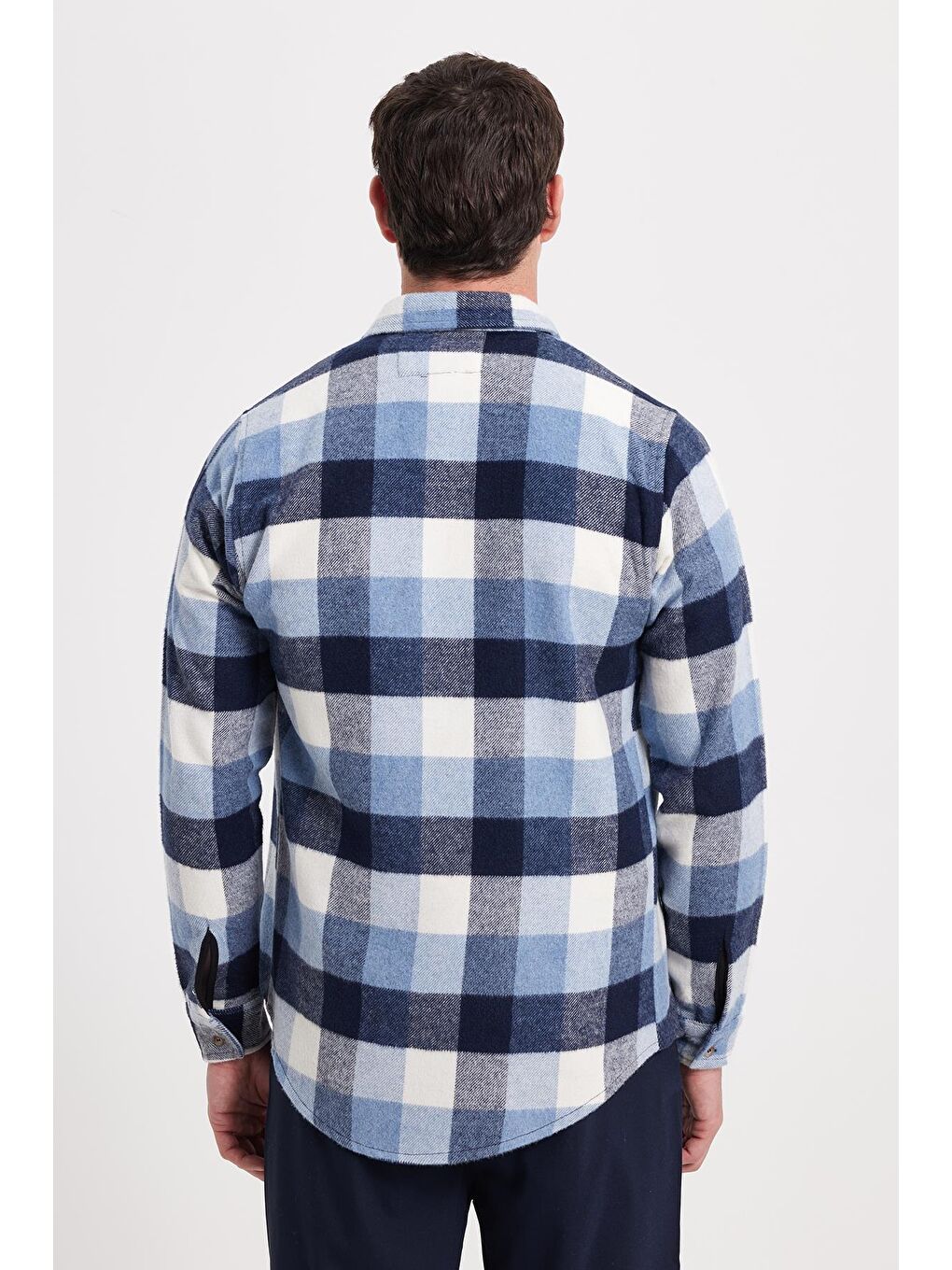 Mavi Erkek Slim Fit Dar Kesim Kareli Kışlık Oduncu Gömlek-5