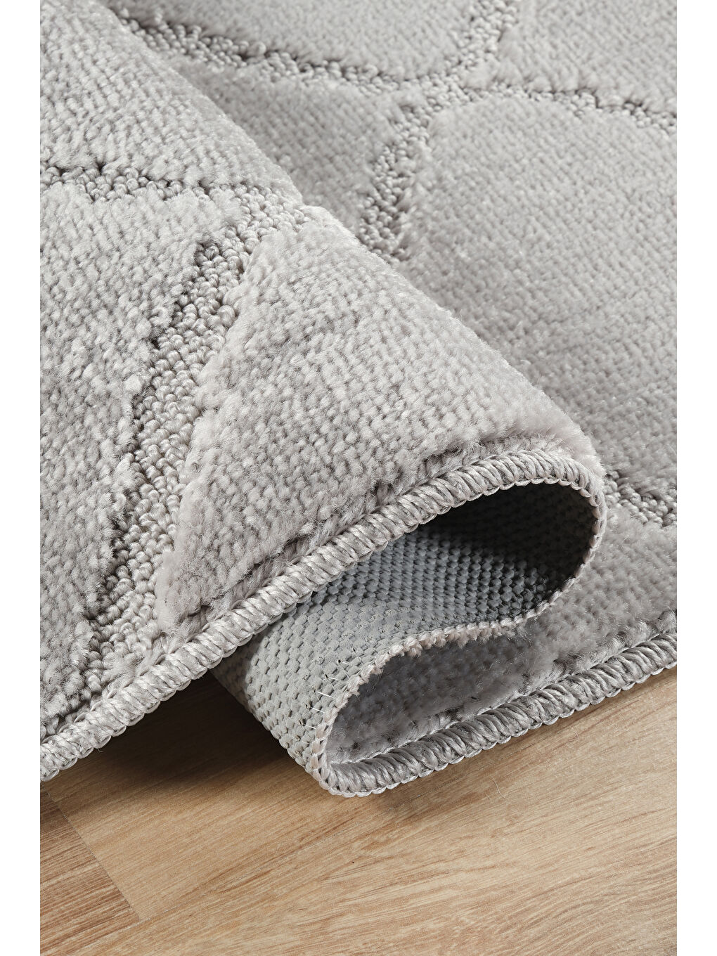 Doğal Kaymaz Taban Banyo Paspas Yumuşak Su Emici Yazılı Paspas Çizgili Set-Gri-2