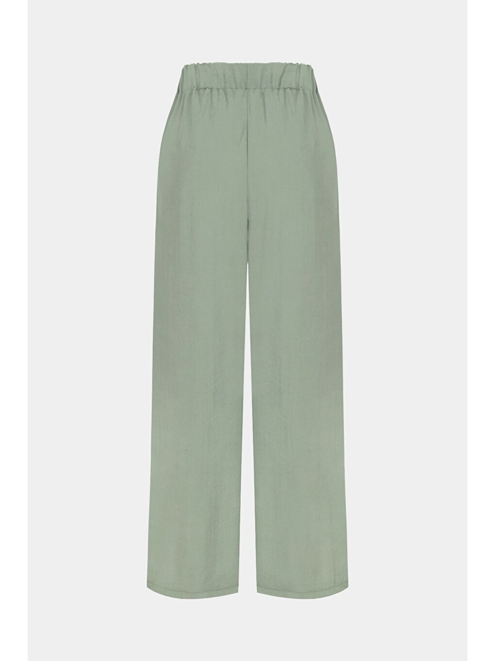 Yeşil Viskon Karışımlı Dökümlü Pantolon-1