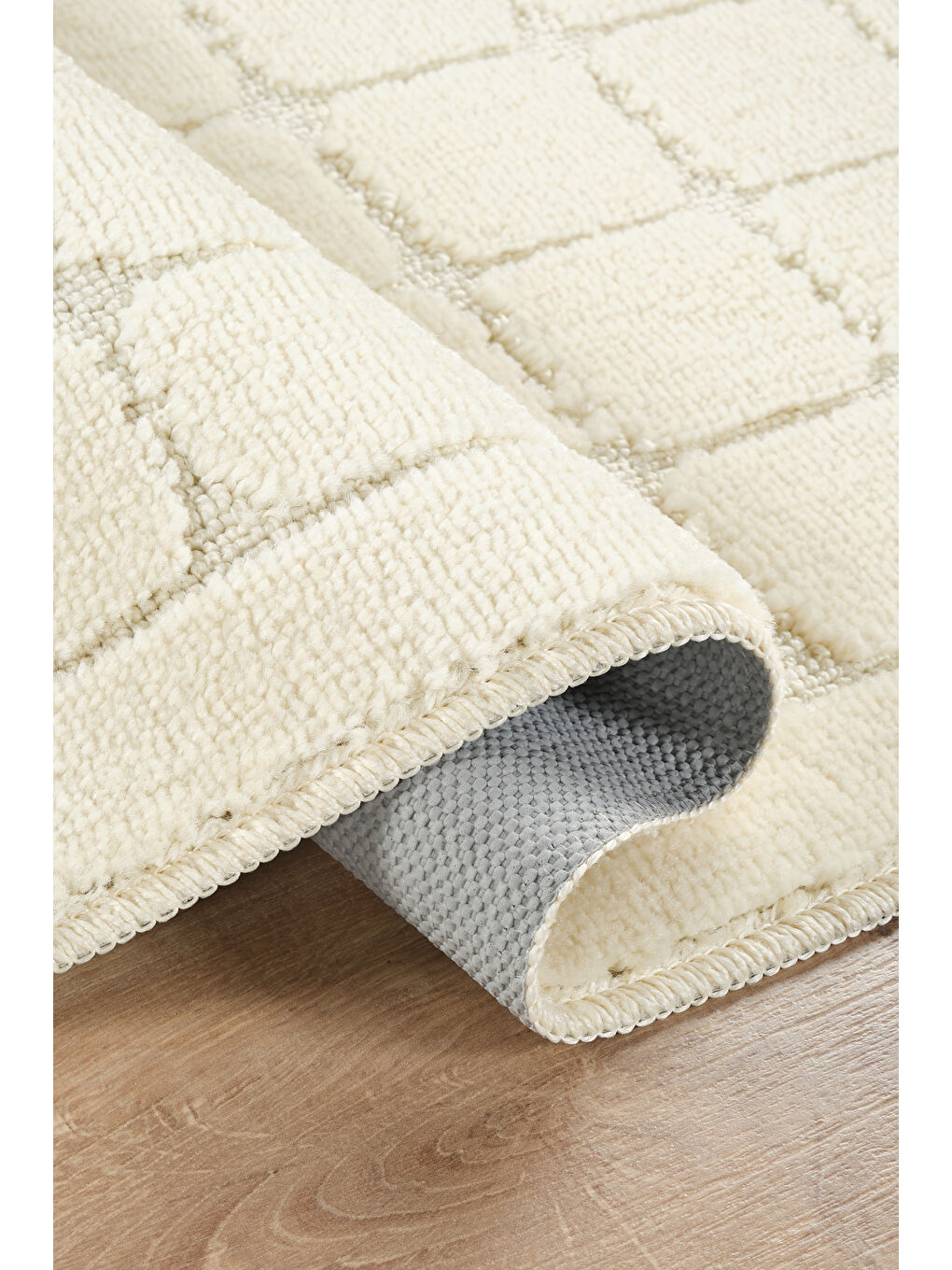 Ekru Doğal Kaymaz Taban Banyo Paspas Uzun Ömürlü Yumuşak Su Emici Yazılı Paspas Kareli Set-Krem-2