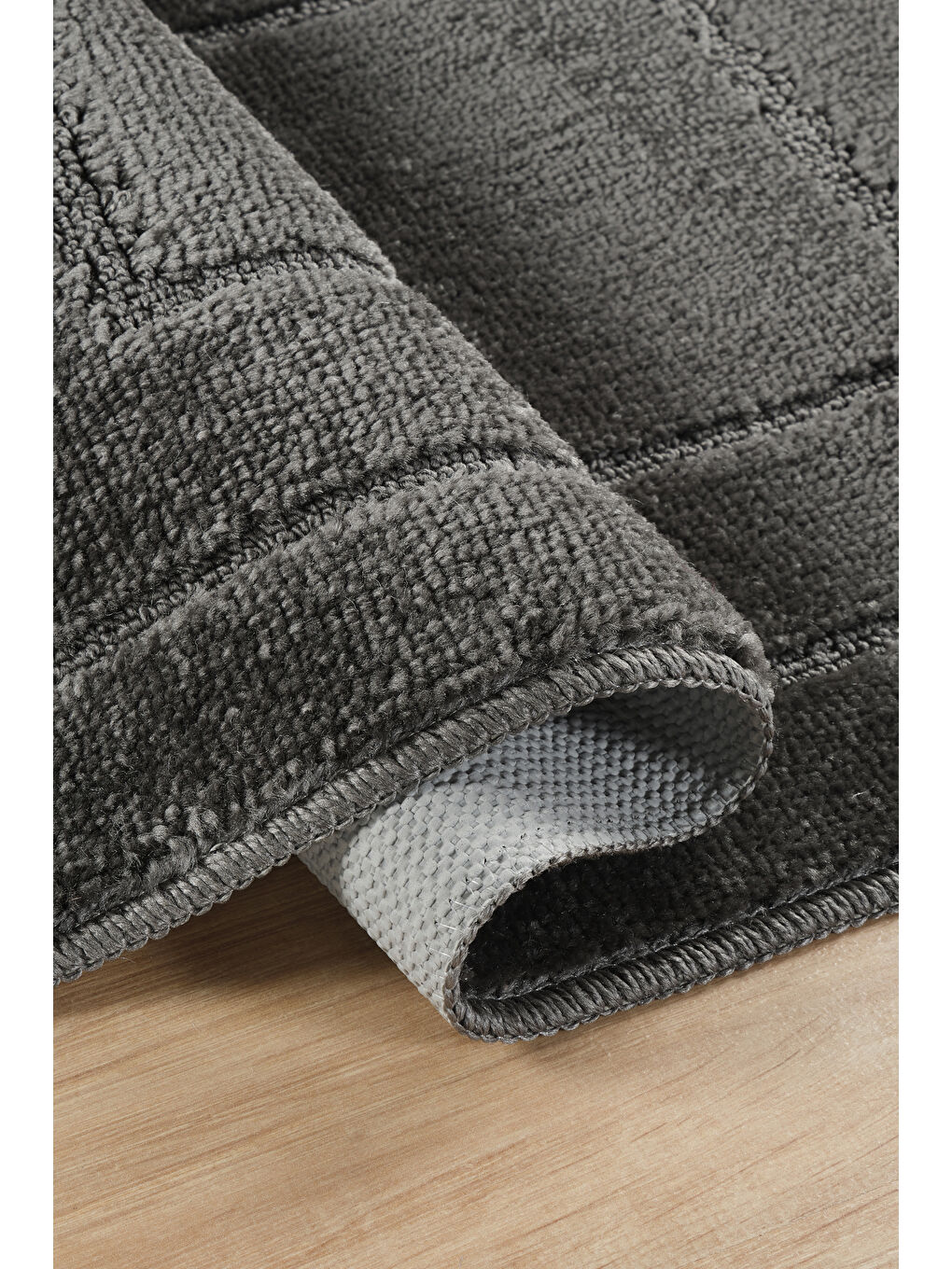 Doğal Kaymaz Taban Banyo Paspas Uzun Ömürlü Yumuşak Su Emici Yazılı Paspas Çerçeve Set-Antrasit-2