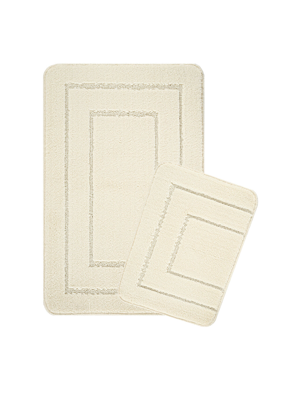 Ekru Doğal Kaymaz Taban Banyo Paspas Uzun Ömürlü Yumuşak Su Emici Yazılı Paspas Çerçeve Set-Krem-1