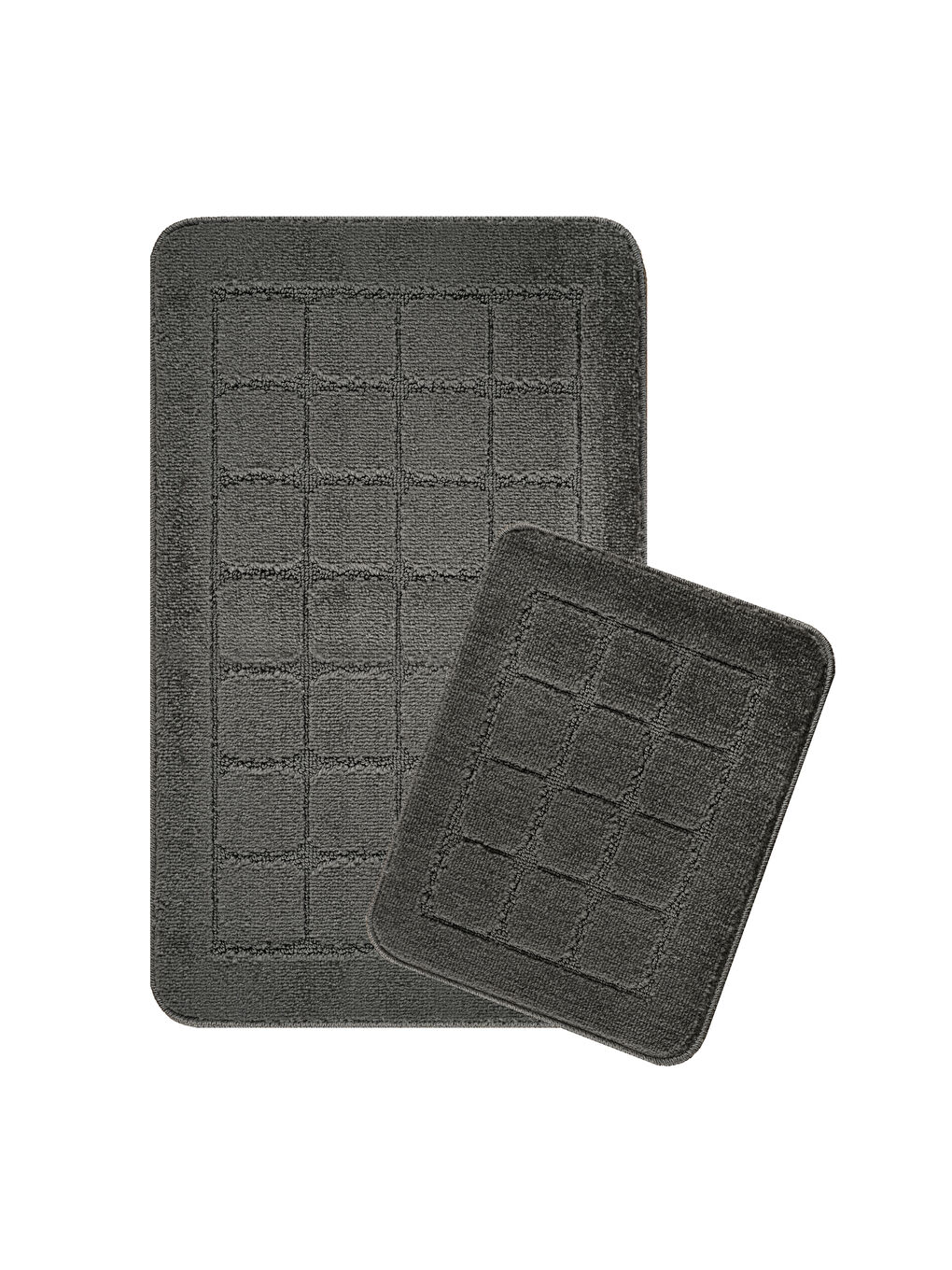 Doğal Kaymaz Taban Banyo Paspas Uzun Ömürlü Yumuşak Su Emici Yazılı Paspas Kareli Set-Antrasit-1