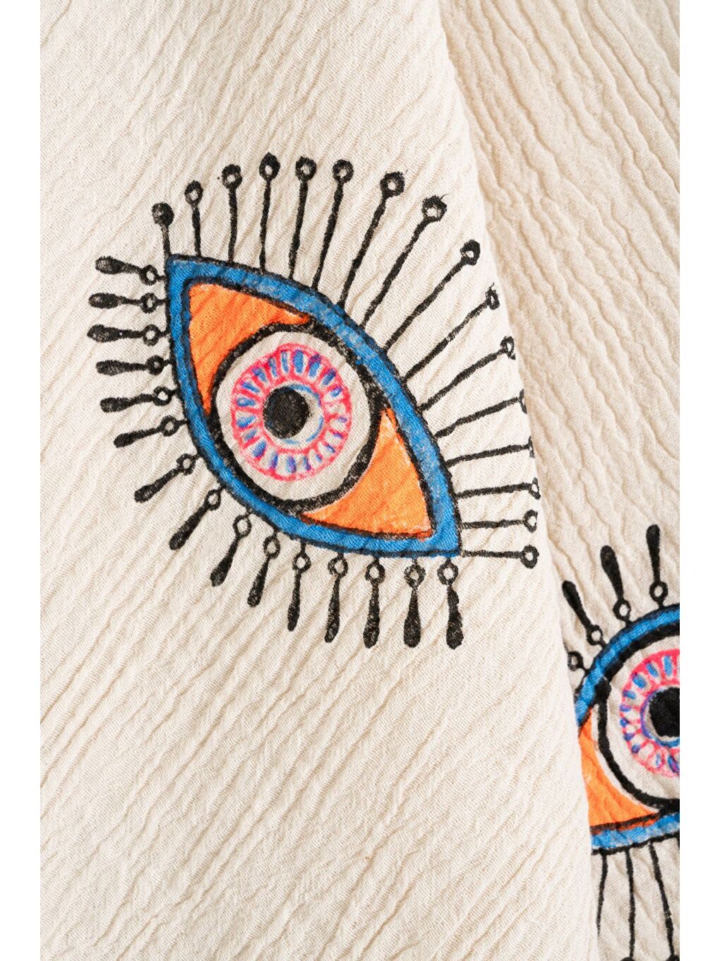 Ekru Organik %100 Pamuk Müslin Peştemal - Göz-2