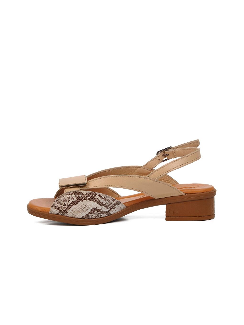 Bej Hakiki Deri Kadın Sandalet 24026020Y-1